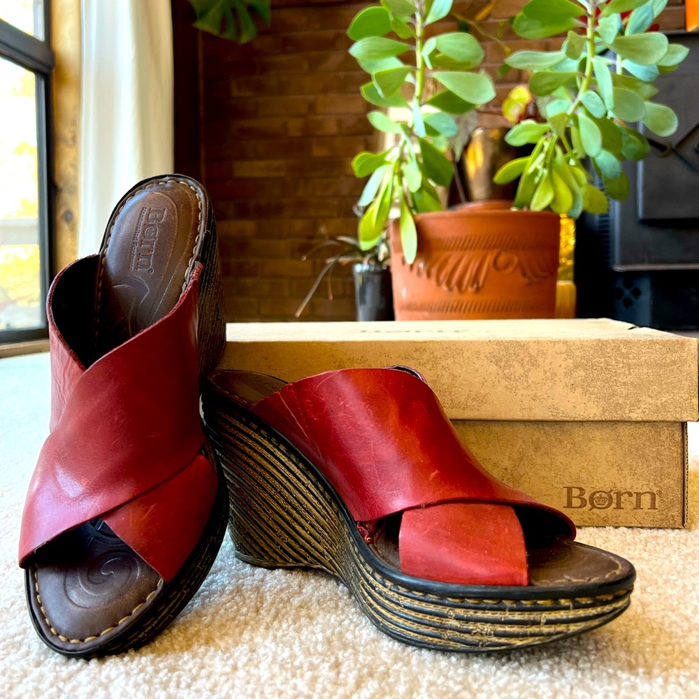 Born Crøwn "Hydra" Slip-on Leather Platforms.  9/40.5, Oxblood